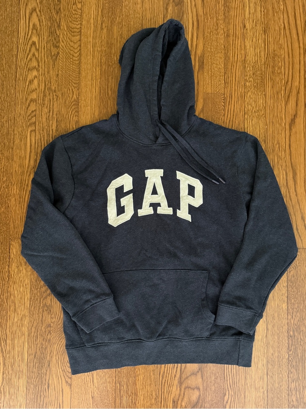 GAP Woman’s Large Dark Navy Crewneck Hoodie with Cream Logo Sweatshirt